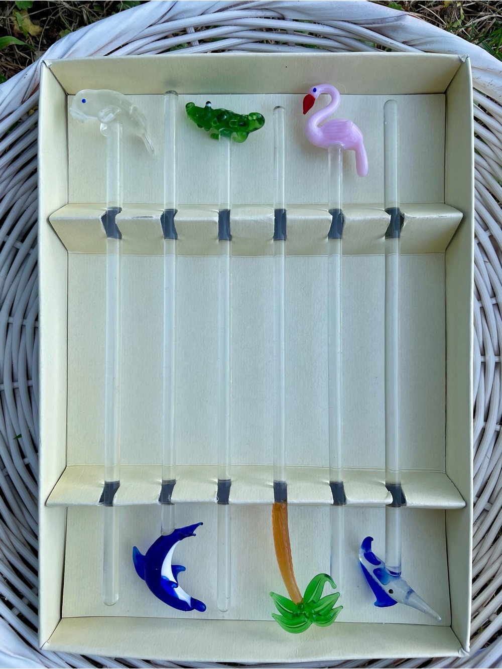 Vintage Glass Cocktail Stirrers - Set of 6